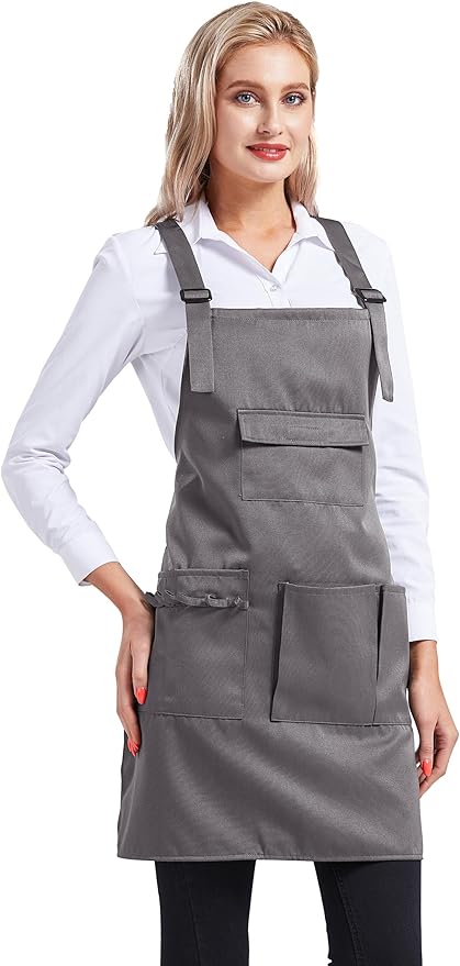 Nanxson Adjustable Women Bib Apron Multi Function Professional Salon Stylist Work Apron with Tool Pockets CF3010