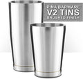 Piña Barware Stainless Steel Commercial Bar Boston Shaker Tin Set - 28oz. & 18oz. / Brushed Finish (V2-1 Pair)