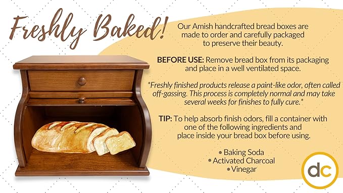 DutchCrafters Solid Wood Large Bread Box with Roll Top - Kitchen Counter Storage - Amish Made in USA (Cherry - Michael's Cherry)