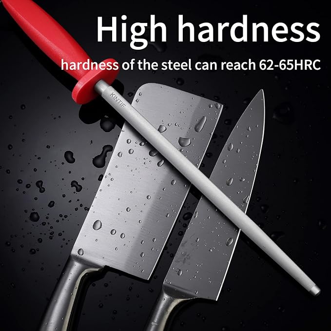 12 inch Sharpening Steel Honing Rod,Professional Knife Sharpeners,High Carbon Honing Steel, Fine Lines, High hardness,knife sharpening Red