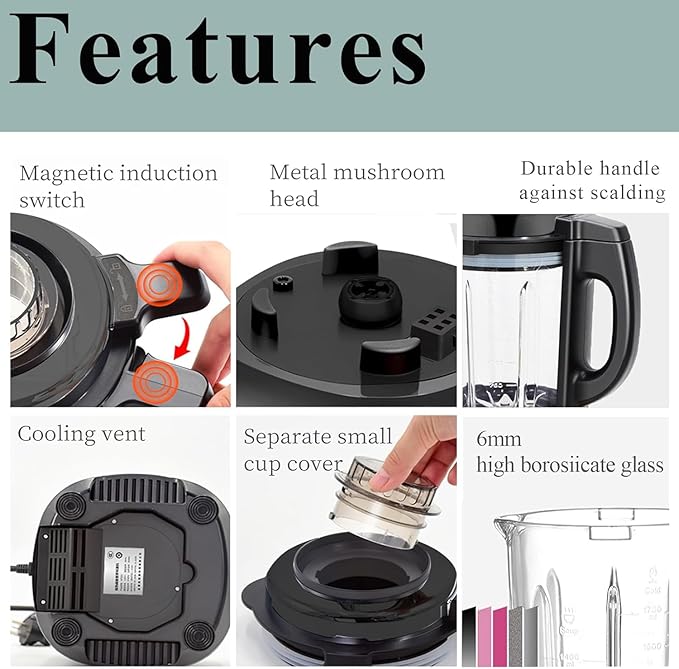 All-in-One Blender for Kitchen & Food Processor Combo for Smoothies Shakers,Hot Soup Maker with 9 One Touch Programs,12H Preset,Self-Cleaning, for Grinding,Chopping,Mixing, | 1200 Watt | 60oz |