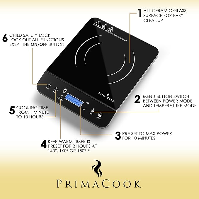 Portable Induction Cooktop - Single Burner Induction Hot Plate - Safe, Fast Heating for Gourmet Cooking - Sleek Design with Touch Controls - Energy Efficient Home Food Preparation (Black)