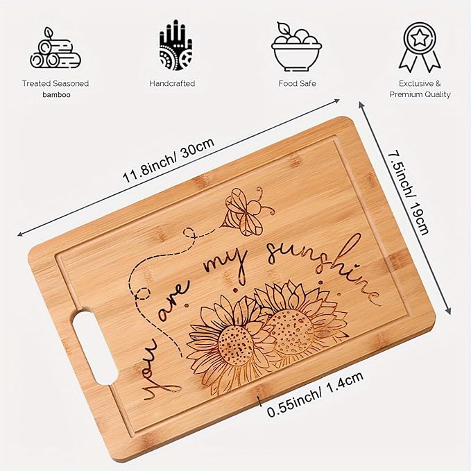 6pcs Sunflower Wooden Cutting Board Set Perfect Charcuterie & Serving Boards for Home Kitchen Decor, Ideal Gifts for Wedding, Birthday, Anniversary, Christmas & Housewarming