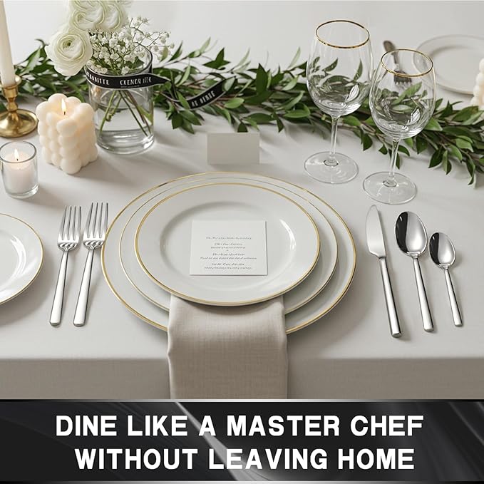 40-Piece Silverware Set, Heavy-Duty Stainless Steel Flatware Set for 8, Cutlery Set with Modern Round Handle, Mirror Polished Silverware for Home, Wedding, Restaurant, Dishwasher Safe