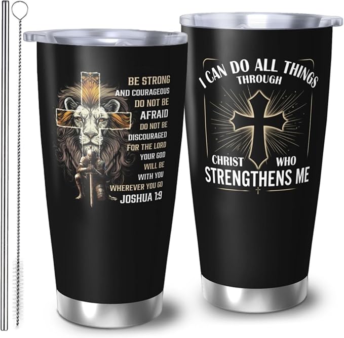 Christian Gifts for Men, Religious Coffee Mugs, Christian Tumbler, 20oz Coffee Tumbler, Religious Coffee Mugs, Spiritual Gifts for Men