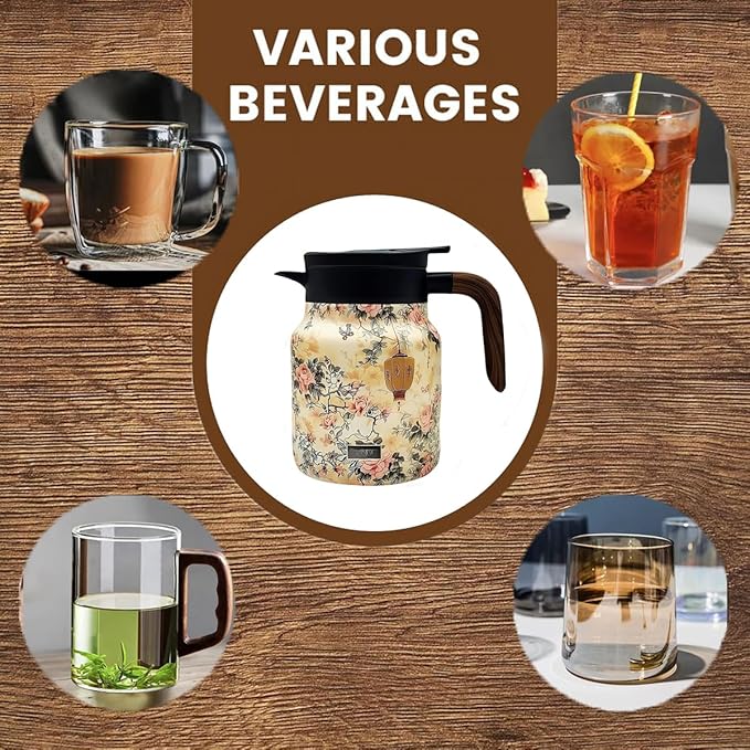 thermal teapot with infuser,Tea Pot with Infusers for Loose Tea,1000ML Thermal Teapot with Removable Infuser & Lid (C)