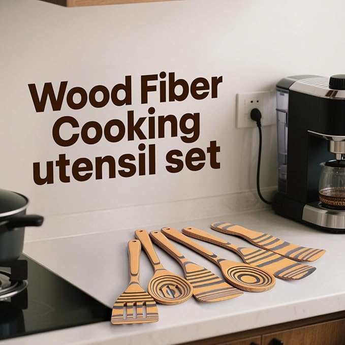Dishwasher Safe & Maintenance Free Wood Spatulas-Sturdy Wooden Spoons for Cooking, 6-Piece Handcraft Wood Cooking Utensils Set for Nonstick Cookware, Heat Resistant