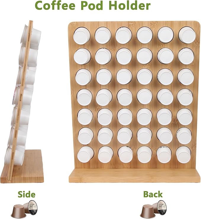 simesove K Cup Holder, Bamboo Keurig Storage Organizer, Holds 42 Pods for Coffee Bars, Offices, and Kitchens, k-cup Pod Holders Display Rack for Countertop
