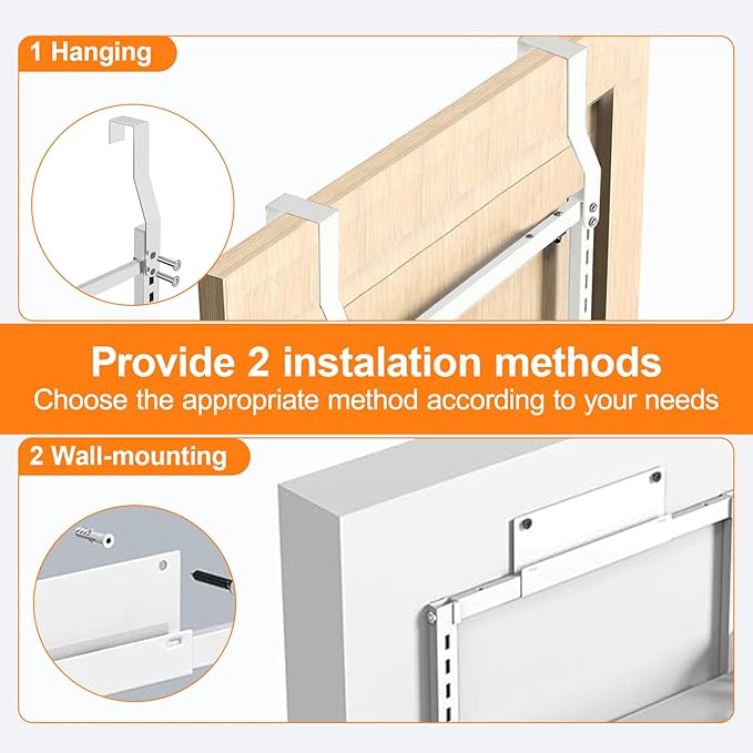 Over The Door Pantry Orangizer,8 Tier Wall Mounted or Hanging Spice Rack with Adjustable Wood Basket,Metal Heavy Duty Behind Door Storage Shelf for Kitchen Pantry and Bathroom
