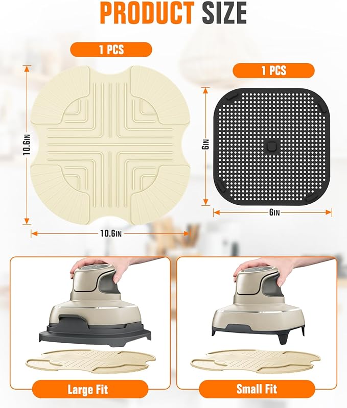 2 PCS Air Fryer Trivets Silicone and Splatter Shield for Ninja Crispi,Heat Resistant Mat for Air Fryer for Air Fryer Accessories,for Ninja Combi Accessories Kitchen Air Fryer Trivet (Off White&Black)