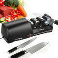 Electric Knife Sharpener, Dual-Sided 3-Stage Sharpener with Diamond Abrasives & Precision Guides, Professional Sharpener for Straight, Serrated & Ceramic Knives