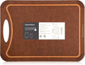 Cutting Board with Non-Slip Feet and Juice Groove for Kitchen, Wood Fiber Composite, 17.3-Inch by 12.8-Inch, Brown