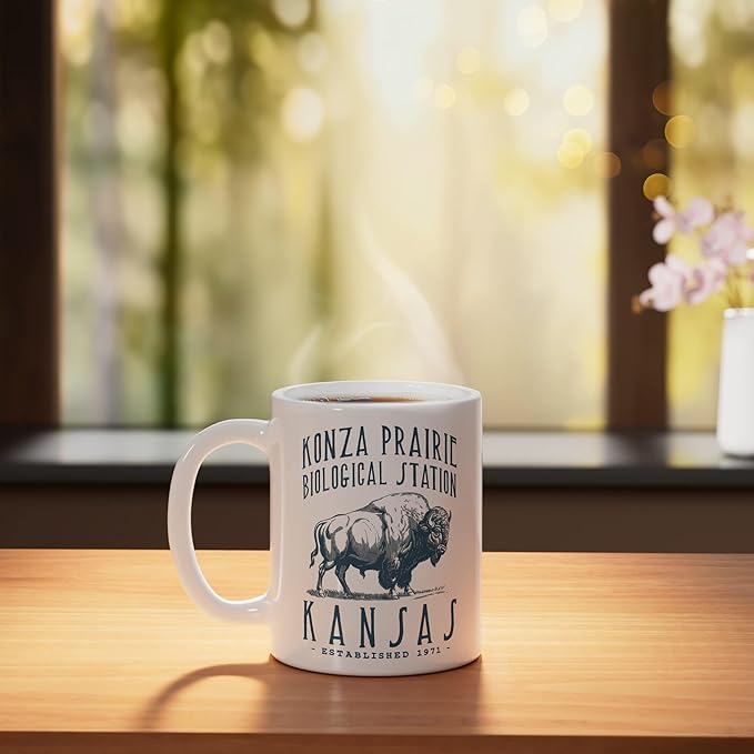 KONZA PRAIRIE, KANSAS. BISON DESIGN Ceramic Mug, White