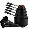 Measuring Cups and Spoons Set, Titanium-Plated Matte Black Stainless Steel 10 Piece for Cooking and Baking (5 Cups + 5 Spoons All Black)