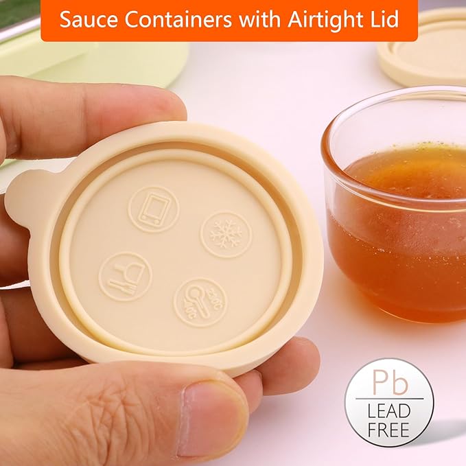 Salad Dressing Container To Go, 2.7 oz Glass Small Condiment Container with Lids, Dipping Sauce Cups for Lunch Box, Leakproof Reusable Sauce Containers, Salad Jars Meal Prep (2.7oz×2pcs)