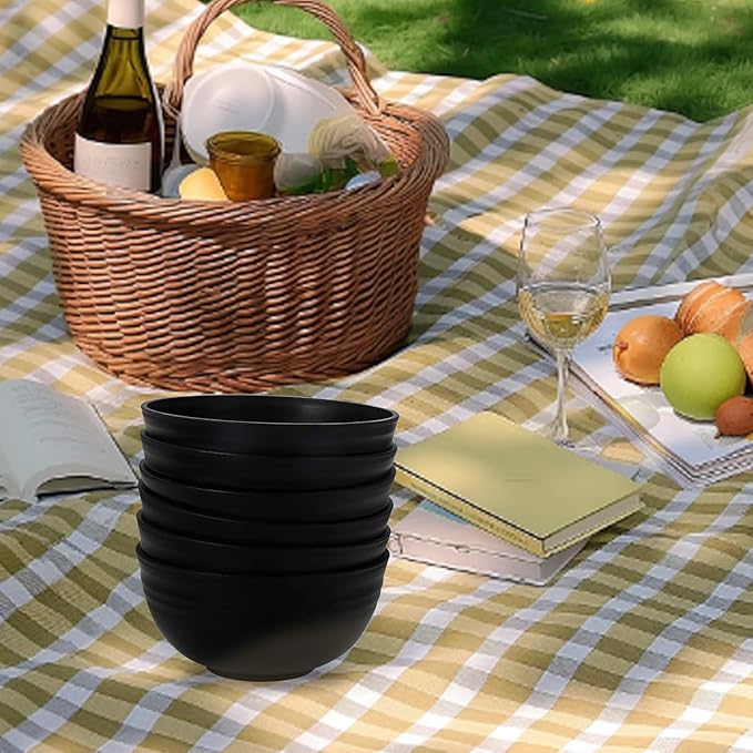 Lazycorner 12 Pcs Wheat Straw Cereal Bowls 26 Oz Wheat Straw Bowls Set Reusable Plastic Bowls for Soup Microwave & Dishwasher Safe Soup and Salad Bowls