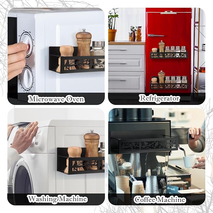 2 Pack Bird Magnetic Spice Rack for Refrigerator Metal Magnet Basket Shelf for Fridge Seasoning Storage Organizers Home Decor Kitchen Accessories