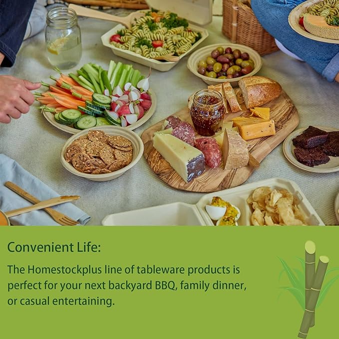24 Oz Disposable Bowls, [100 Pack] Paper Bowls Disposable - Heavy Duty and Eco-friendly Sugarcane and Bamboo Bagasse Biodegradable Bowls for Cereal, Rice, French Fries - Convenient and Compostable