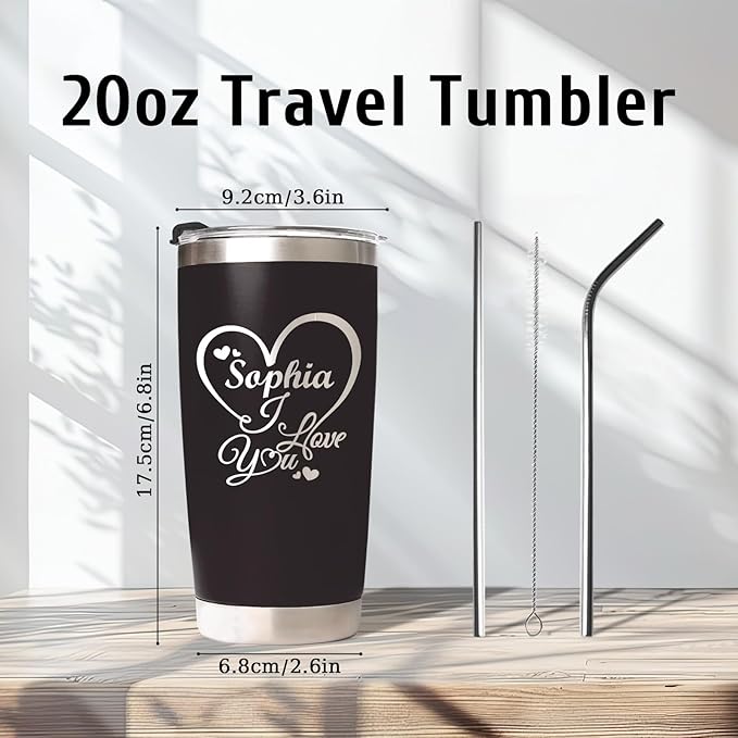 Personalized Tumbler with Names, Custom Travel Coffee Insulated Tumbler 20 oz for Wedding Groomsmen Gifts, Stainless Steel Cup with Lid, Personalized Birthday Christmas Gifts for Men Women