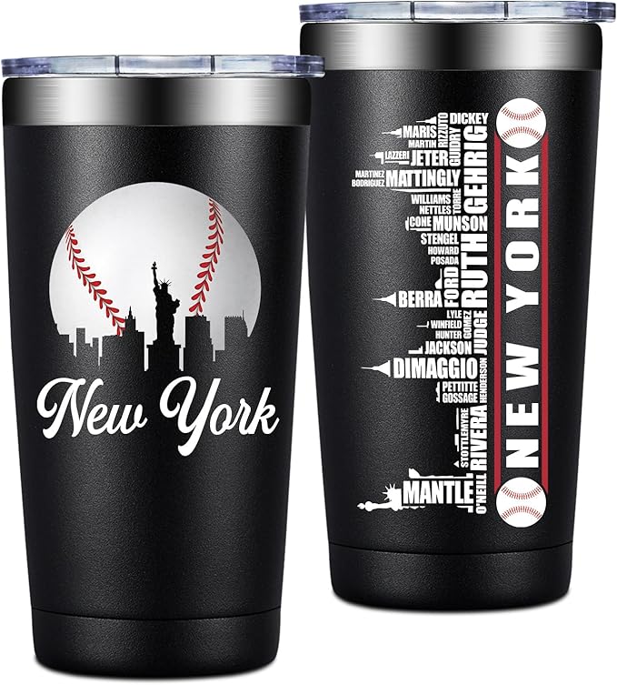 BIRGILT Legends New York Baseball City Skyline Gifts - Baseball Gifts for Men, Christmas, Father's Day, Birthday Gifts for Fans - Tumbler Cup 20oz