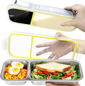 Stainless Steel Snack Containers with Lids,(2Pack) 2 Compartment Snackle Box Airtight Leakproof, Reusable Bento Box Food Storage Containers for Lunch Travel Picnics Office