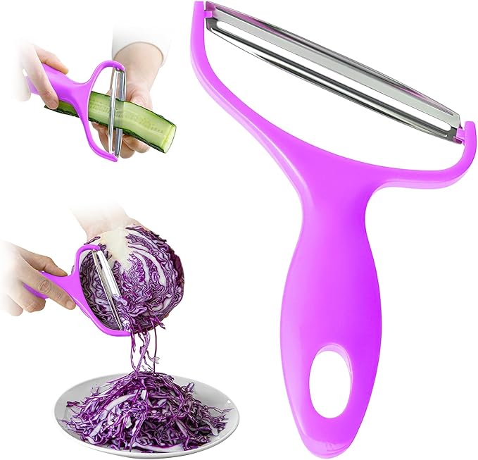 Upgrade 2 pack Veggie cabbage shredder for coleslaw stainless steel cucumber carrot Potato peeler grater slicer,Kitchen gadgets (purple)