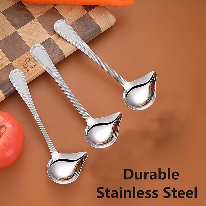 2 PCS Small Ladle, Mini Gravy Ladle Drizzle Spoon, 7.87 Inch Stainless Steel Soup Ladles with Pouring Spout for Spooning Sauces, Gravies
