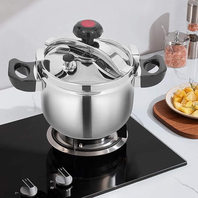 Stainless Steel Pressure Cooker 4+ Quart - High Safety 60Kpa Pressure Pot for Kitchen Boiling & Stewing on All Stoves – Ideal for Versatile Cooking and Quick Meals