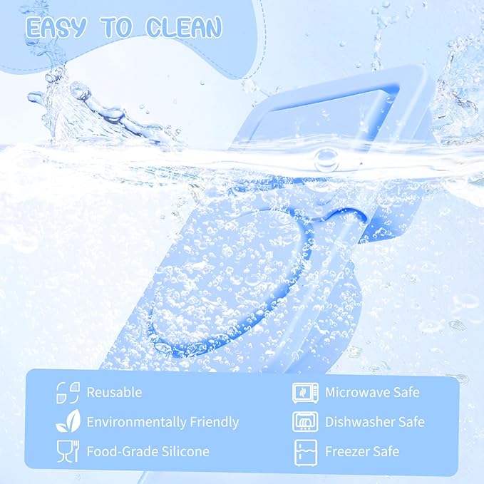 4 Pack Silicone Reusable Snack Containers with Lids, Double Compartment Snack Containers with Foldable Fork, Small Size for Sauce Containers, Travel, School, Office & Picnic