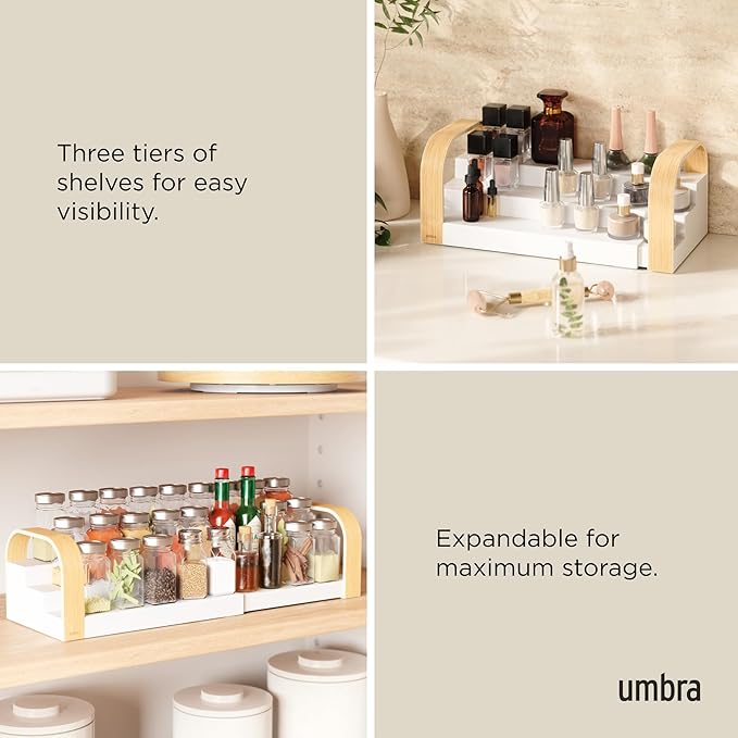 Umbra Bellwood Three-Tier Spice Shelf, Natural/White