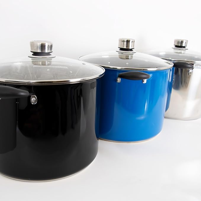 Lehman's 21.5-Quart Water Bath Canner with Pressure Gauge, Durable Stainless Steel Stockpot for Home Canning and Preserving, Blue