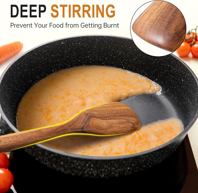 Multifunction Wooden Spatula Spoon, Great for Both Cooking and Serving, Mixing, Scoop, and Scrape, Nonstick Cookwares, BPA-Free, Heat Resistant Wood Spatula for Kitchen Use