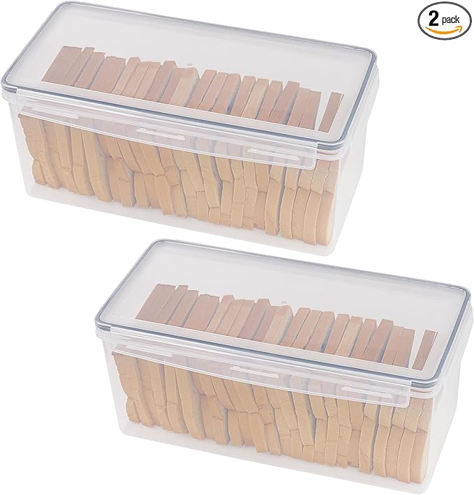 Tiawudi 2 Pack Bread Box, Plastic Bread Container, Large Sandwich Holder, Bread Storage Container for Kitchen Counter, Bread Keeper with Airtight Lid, Bread Saver, 9 Qt / 8.5L Each