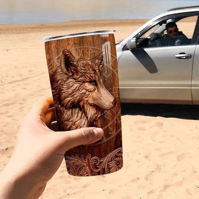 winorax Wolf Tumbler Wolves Gifts For Women Men Wolf Cup 20oz Stainless Steel Insulated Tumblers Coffee Travel Mug Cup Equestrian Gifts For Birthday Christmas