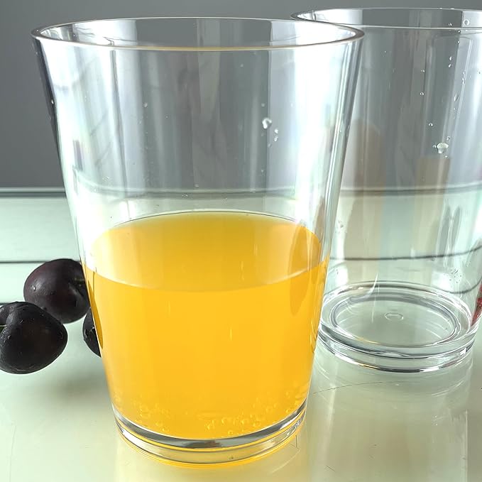 12 oz Clear Drinking Glasses - Unbreakable Acrylic Glasses Drinkware set of 6 - BPA Free Dishwasher Safe Reusable Plastic Cups for Kitchen Party Outdoor (Look Like Glass)