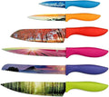 CHEF'S VISION Landscape Knife Set - 6-Piece Stainless Steel Cutting Knives Set for Kitchen with Stunning Nature Scenes - Perfect House Warming Gift for Women or Men - Unique Kitchen Knife Set Gift