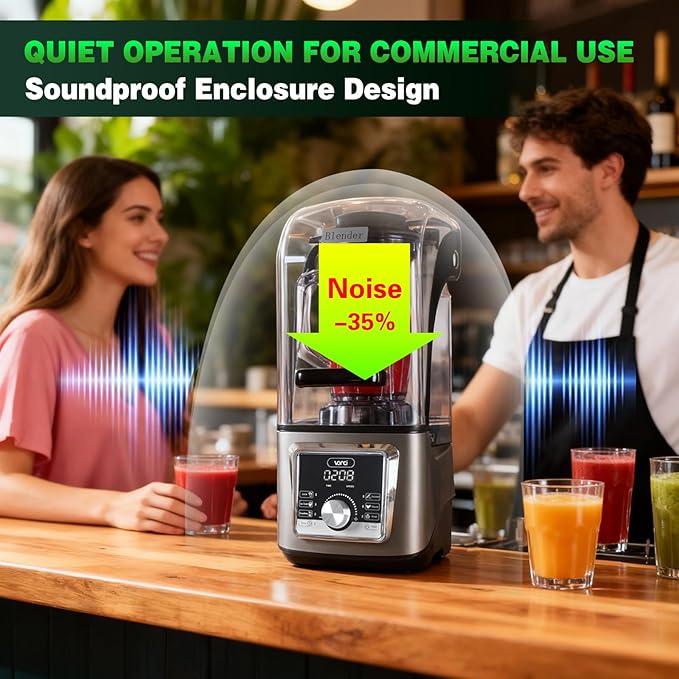 VONCI 2200W Commercial Blender With Sound Enclosure, 135OZ Large Capacity Quiet Blender For Smoothies, Heavy Duty Industrial Blenders For Restaurant, Perfect For Kitchen, Ice Crush, Milk Shake, Fruits