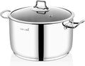 Saflon Stainless Steel Tri-Ply Capsulated Bottom 8 Quart Stock Pot with Glass Lid, Induction Ready, Oven and Dishwasher Safe