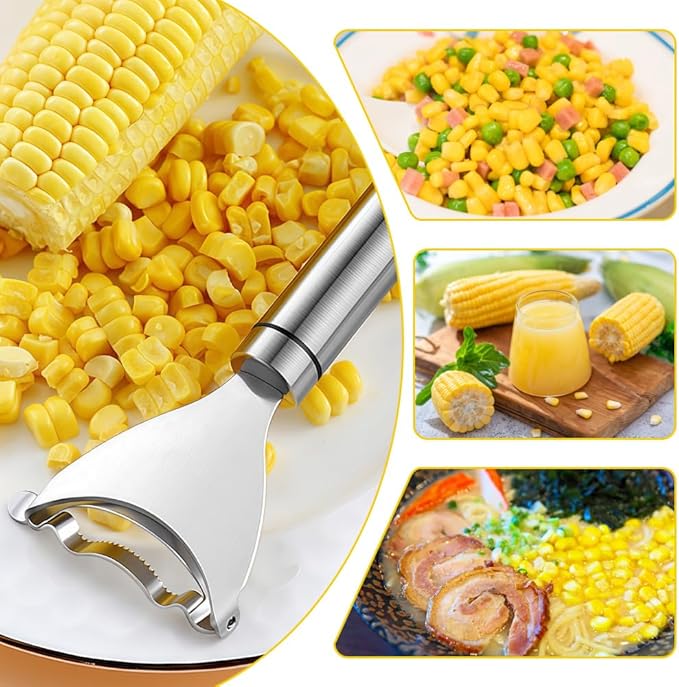 Stainless Steel Corn Cob Stripper, Kitchen Corn Peeler Tool, 3-Pack Corn Remover Handy Kitchen Tool For Cut The Corn Kernels Off The Cob