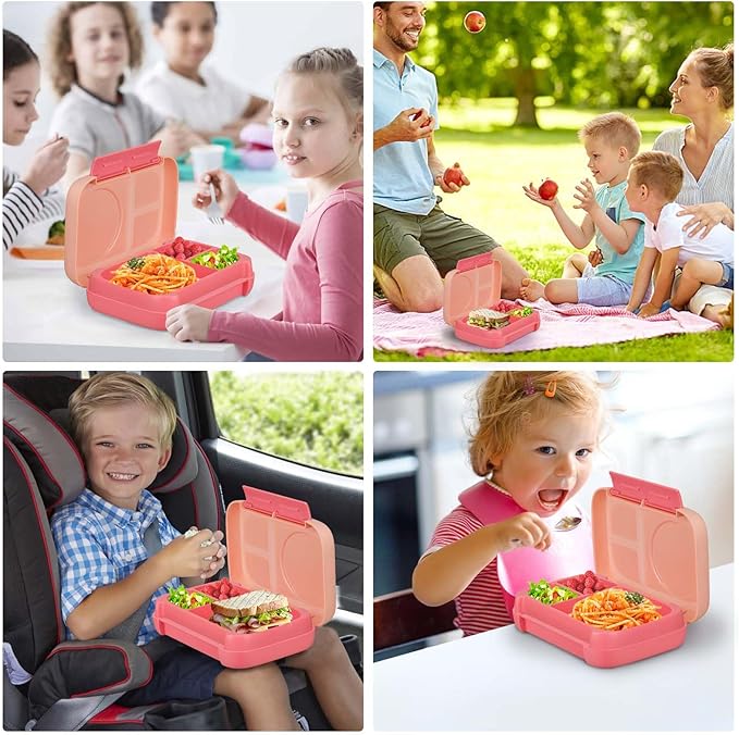 MAISON HUIS Chill Bento Lunch Box for Kids Adult with Ice Pack 3 Compartments Leakproof Lunch Containers Keep Food Cold for Girl Boy School