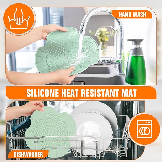 Silicone Heat Resistant Mat for Ninja Crispi Accessories, for Ninja Air Fryer Accessories Silicone Hot Pads for Kitchen Air Fryer Heat Resistant Trivet for Countertop(Green)