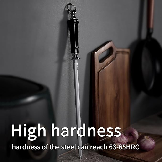 Honing Steel Professional Knife Sharpeners,10 inch Sharpening Steel Honing Rod,High Carbon Sharpening Rod, Fine Lines, High hardness,Wear Resistant, knife sharpening