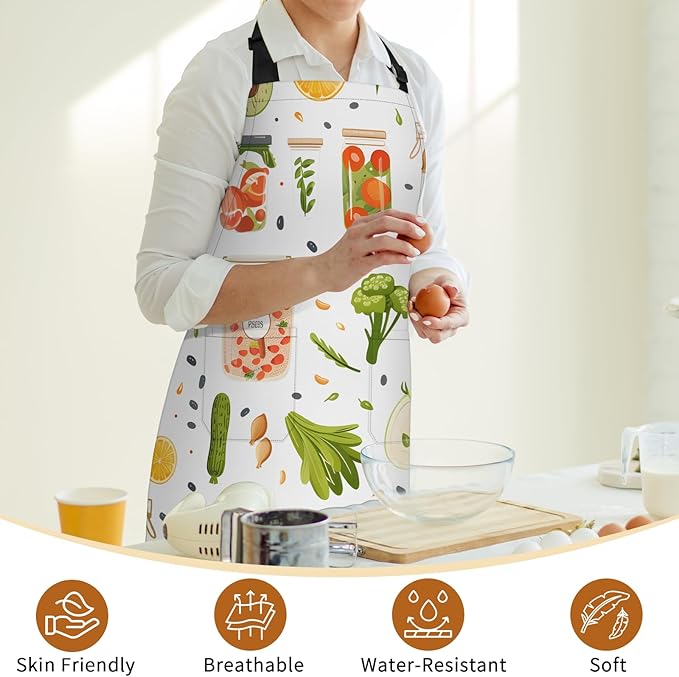 Kitchen Apron with Pockets,Adjustable Aprons for Women Men,Waterproof Chef Aprons for Cooking,BBQ,Gardening