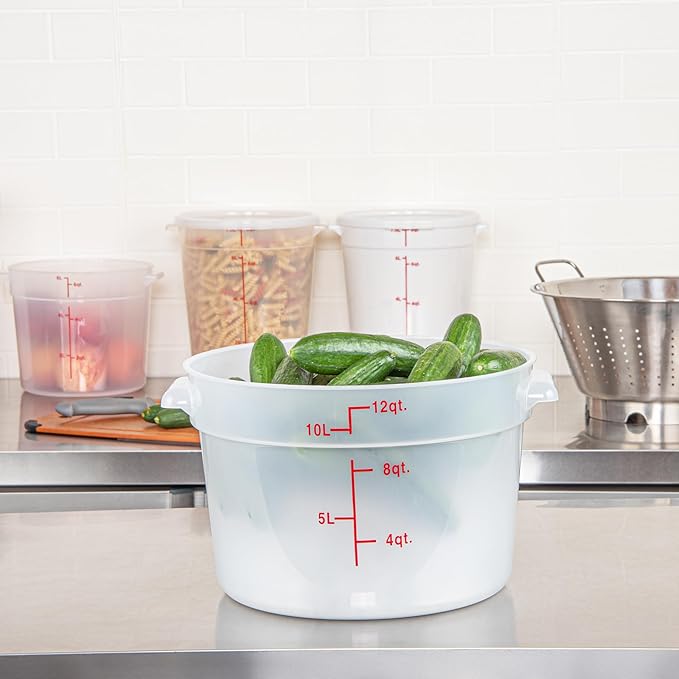 Restaurantware-Met Lux 12 Quart Food Storage Container, 1 Translucent Storage Container - Lids Sold Separately, Red Volume Markers, Dishwashable Container, Side Handles, For Storing Foods