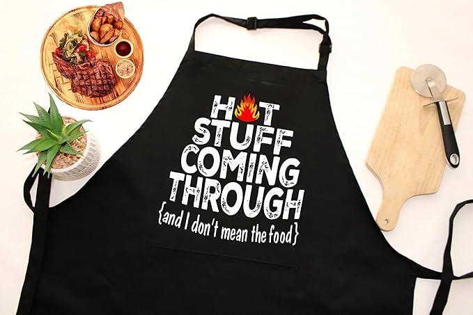 Funny Grilling Aprons for Men with Pockets BBQ Novelty Cooking Apron for Son Grandad Christmas Fathers Day Gift