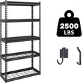 The Atlas 30" W x 12" D x 60" H Adjustable Garage Storage Shelves Load 2500 lbs, 5 Tier Heavy Duty Shelving Unit, Metal Utility Storage Rack for Warehouse Pantry Basement Kitchen, Black