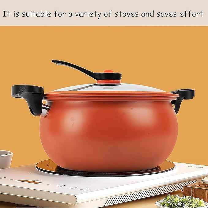 Multifunctional Large Capacity Non-stick Pressure Cooker, 8QT Micro Pressure Cooker, Family-Size Fast Cooking Pot with Anti-Scalding Handle & Visual Glass Lid for Family Meals, Soups, Stews (Green)