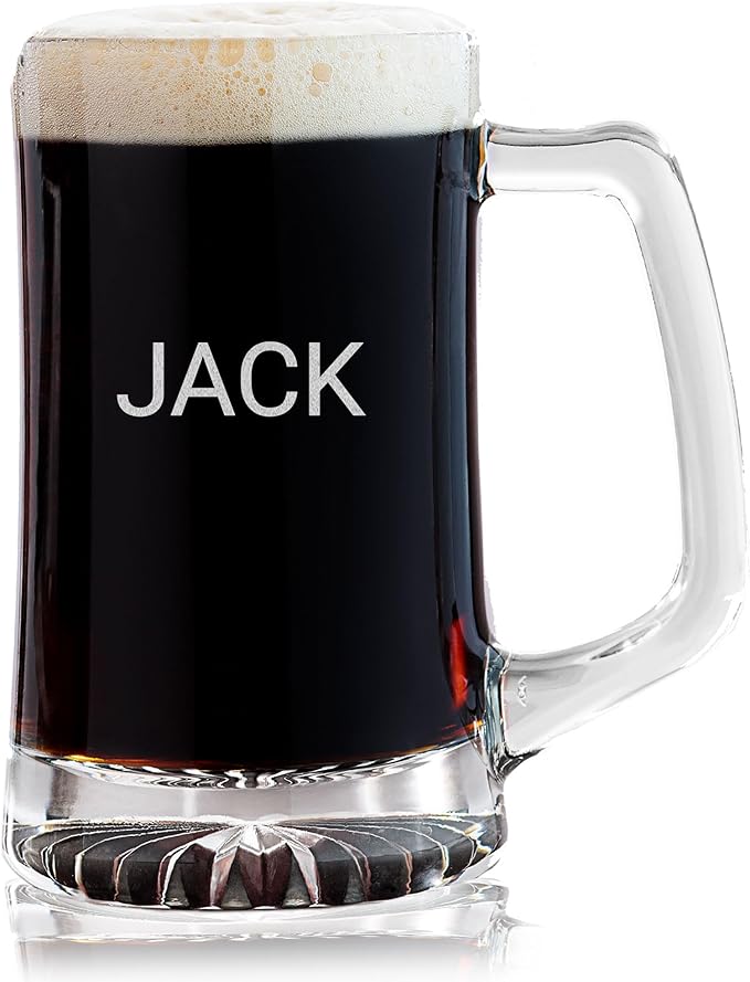 Lifetime Creations Engraved Personalized Name Beer Mug 25 oz - Stein with Name, Monogrammed Beer Lover Groomsmen Gift, Dishwasher Safe, Made in USA