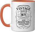 54th birthday, retro Vintage Design, man, woman 1971 Ceramic Mug, Orange/White