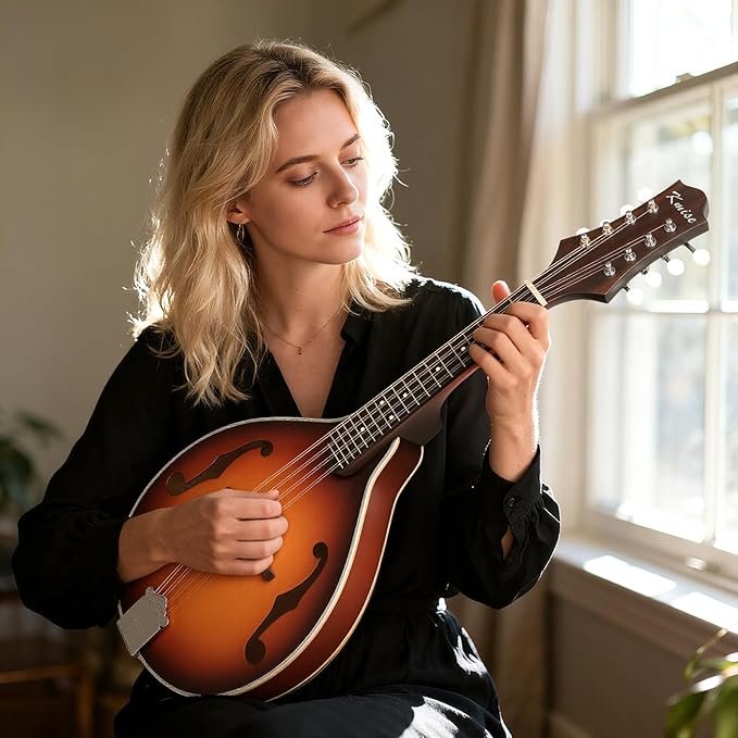 Mandolin Musical Instrument A Style, Acoustic Mandolins Instrument Kit Italian 8 String for Professional Beginners Adults Teens Youth Kids (A Style Acoustic Brown Sunset, 8 String)